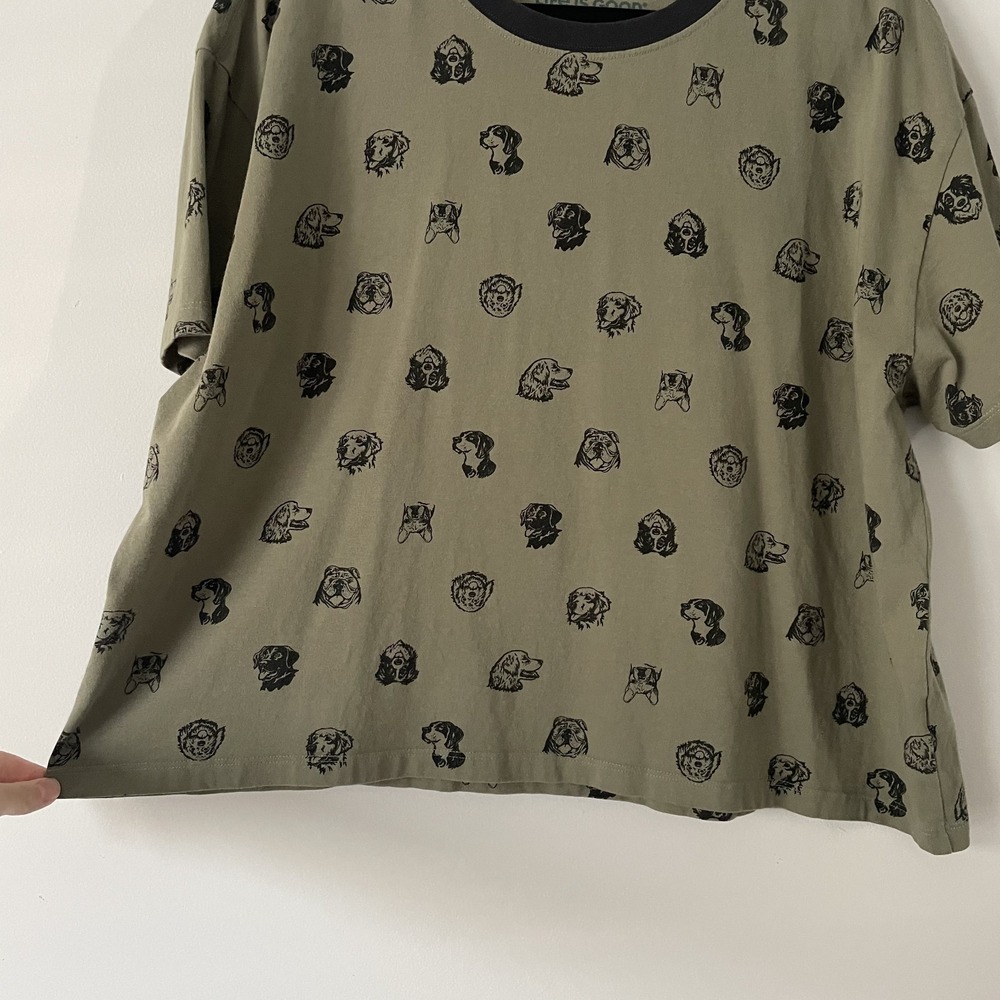 Life is Good Womens Boxy Crusher Tee Dog Graphic Green XL Novelty All Over Print - Picture 6 of 10